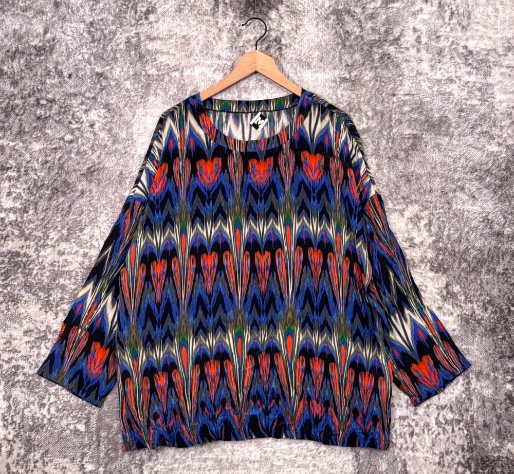 Missoni 100% Silk Tunic Top 42 / US 6 Womens Oversized Blouse Chevron Zig Zag